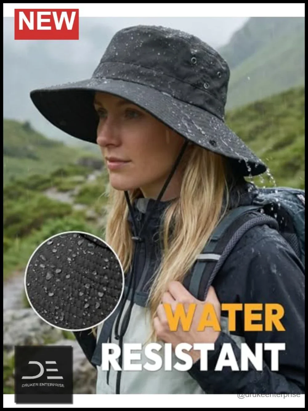 Wide Brim Sun Hat with Ponytail Hole, Foldable Bucket Hat for Beach Hiking